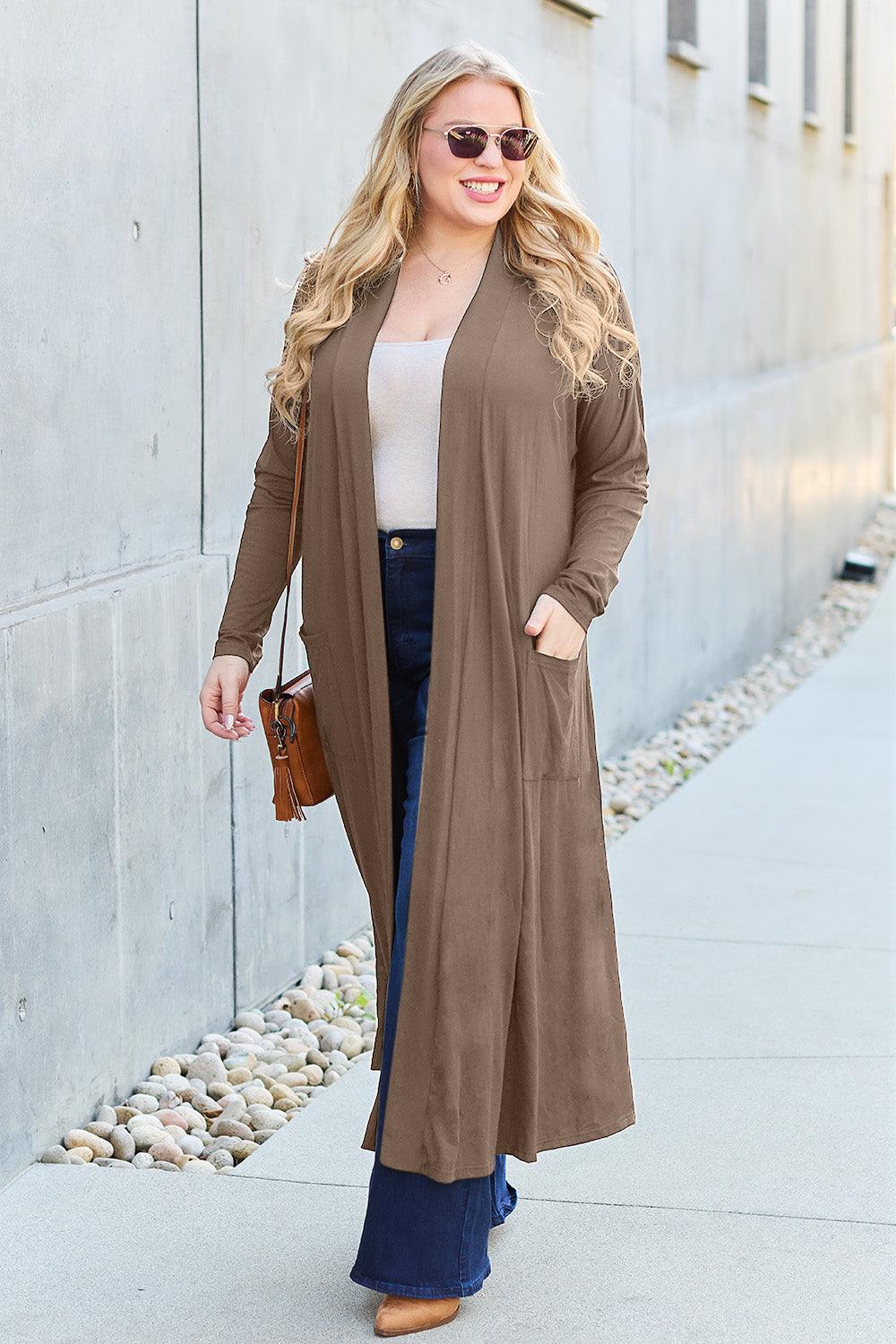 Basic Bae Full Size Open Front Long Sleeve Cover Up Carauana Store