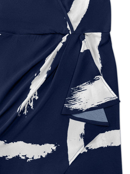 Printed Surplice Sleeveless Knee Length Dress Carauana Store