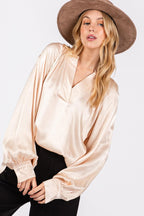 SAGE + FIG Notched Long Sleeve Blouse Carauana Store
