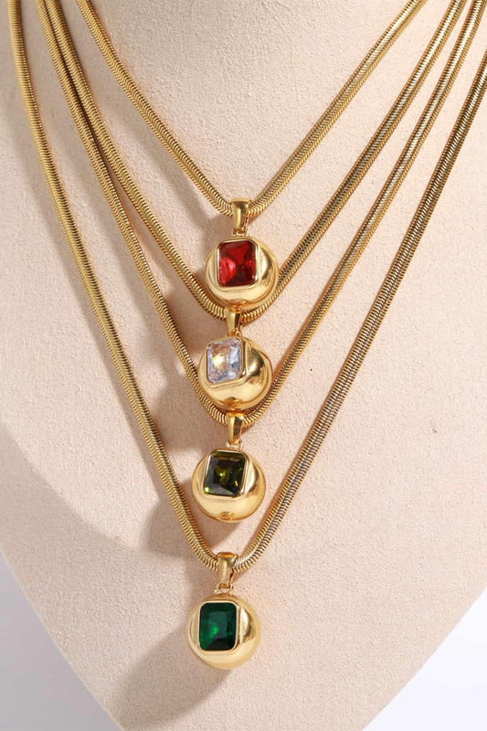 Zircon 18K Gold-Plated Geometrical Shape Pendant Necklace Carauana Store