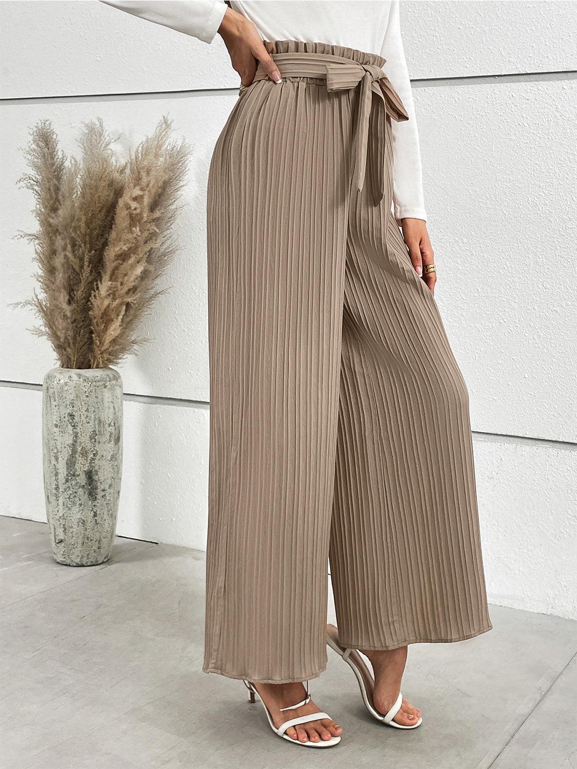 Tied Wide Leg Long Pants Carauana Store