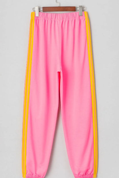 Contrast Striped Elastic Waist Active Pants Carauana Store