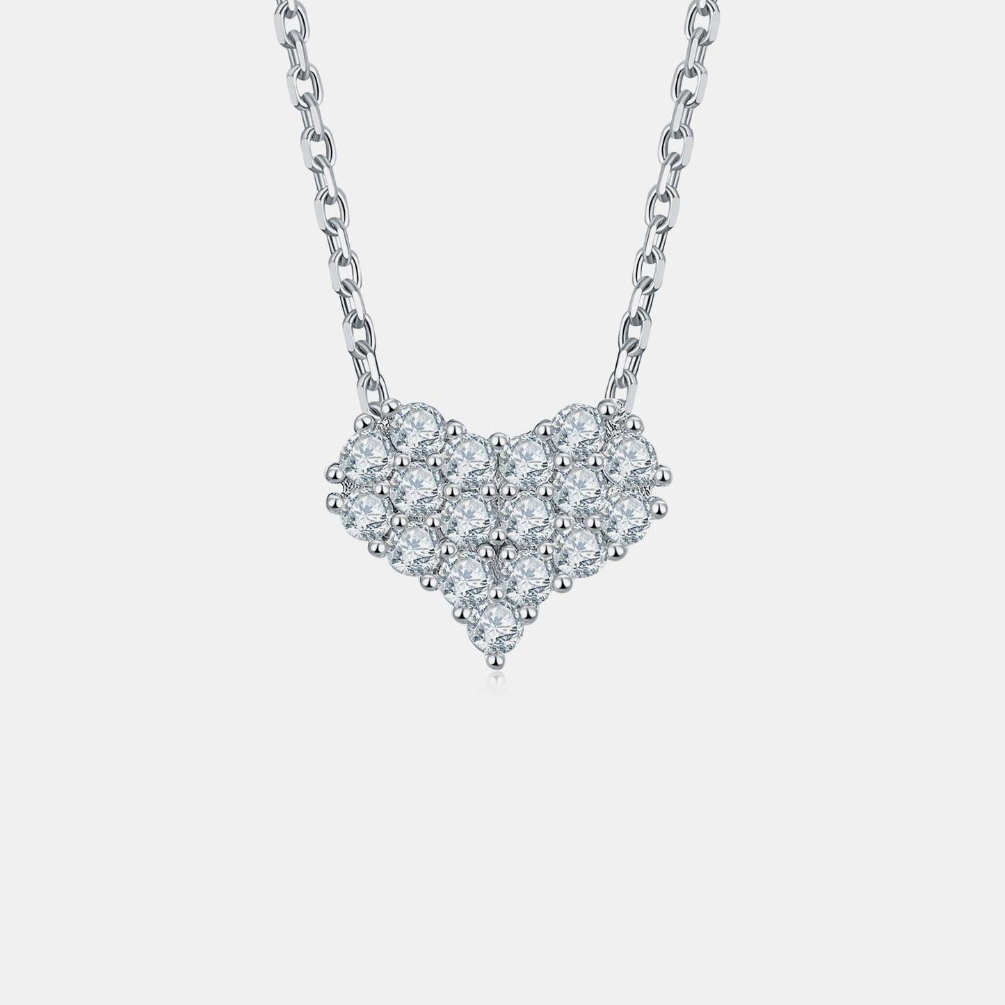 Moissanite 925 Sterling Silver Heart Necklace Carauana Store