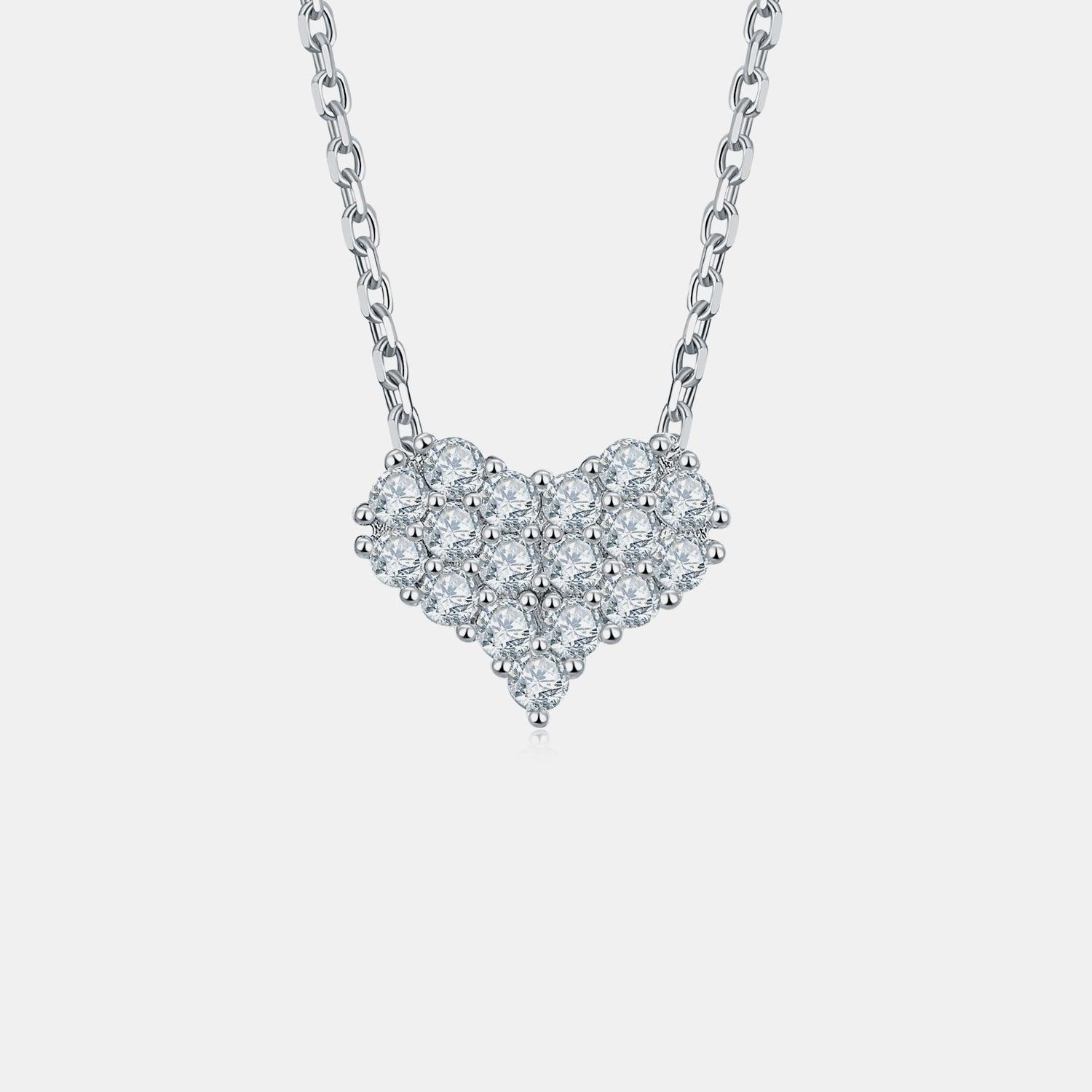 Moissanite 925 Sterling Silver Heart Necklace Carauana Store