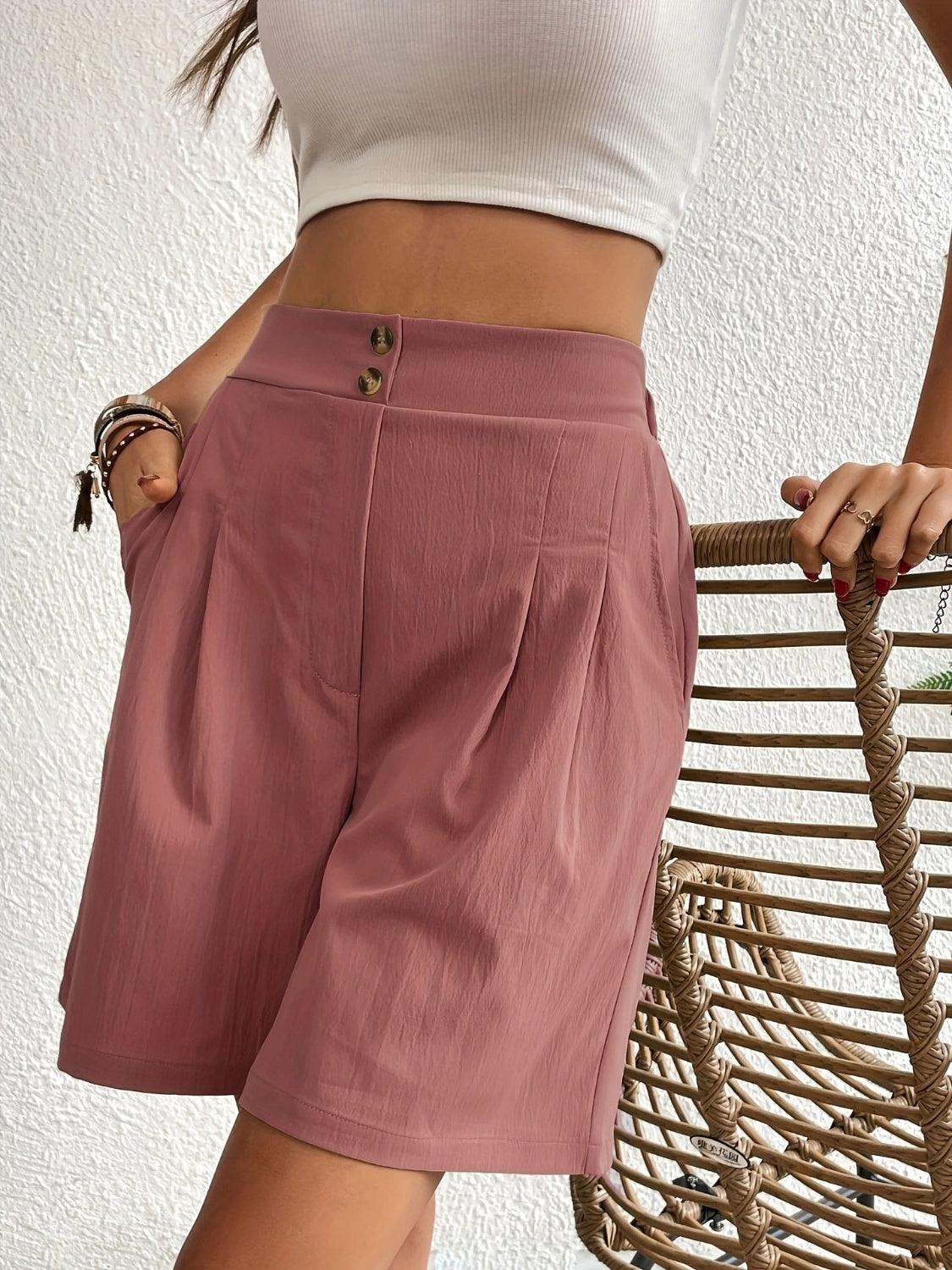 High Waist Shorts with Pockets CaRaUaNa Fashion