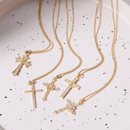 Stainless Steel Inlaid Zircon Cross Necklace Carauana Store