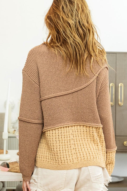 BiBi Texture Detail Contrast Drop Shoulder Sweater Carauana Store