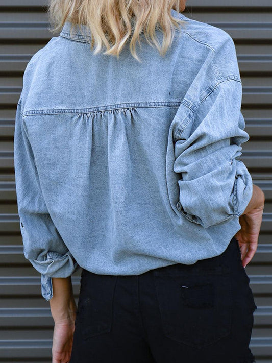 Tie Detail Denim Top Carauana Store