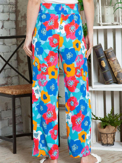 Printed Drawstring Wide Leg Pants CaRaUaNa Fashion