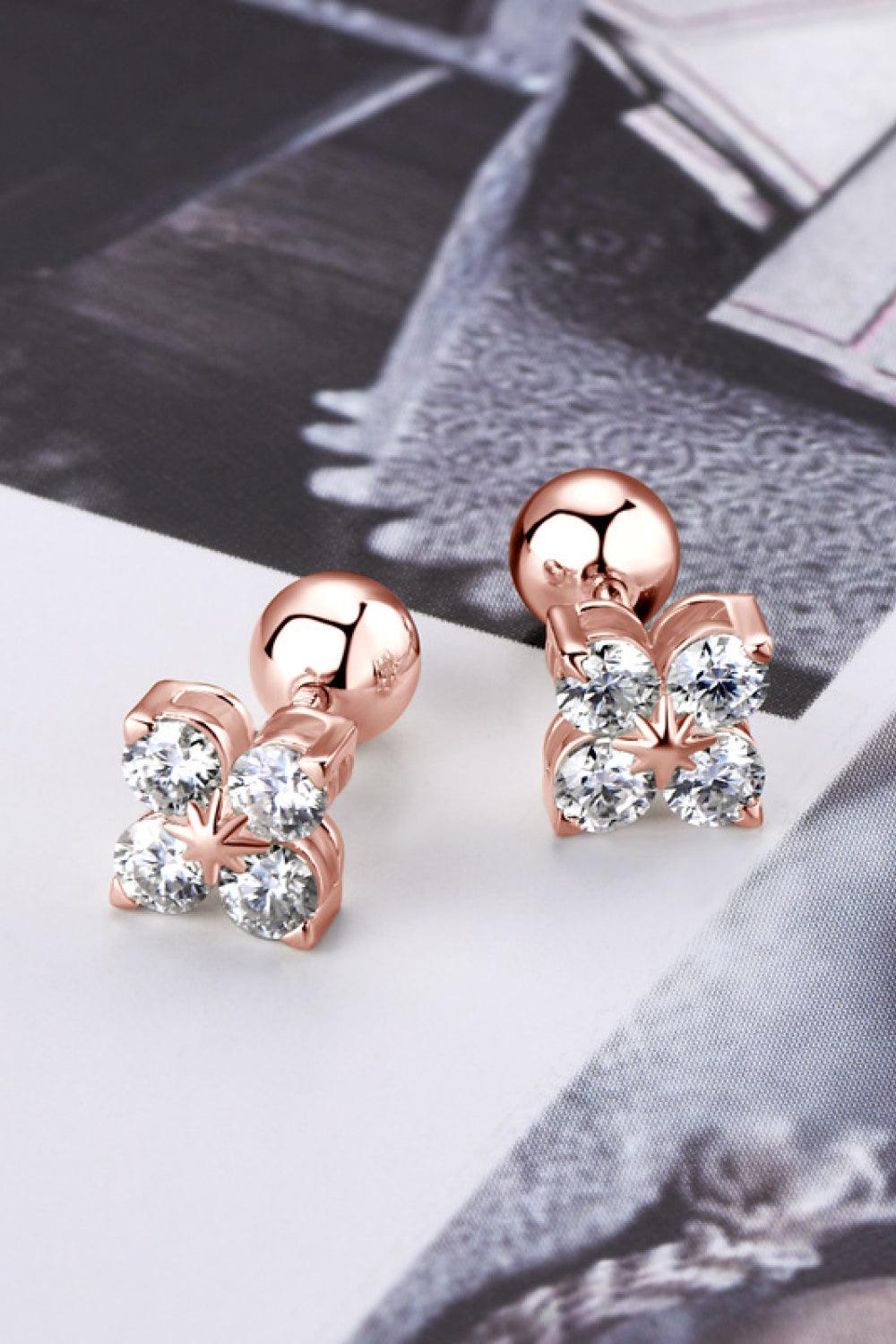 Moissanite 925 Sterling Silver Four-Leaf Clover Shape Earrings Carauana Store