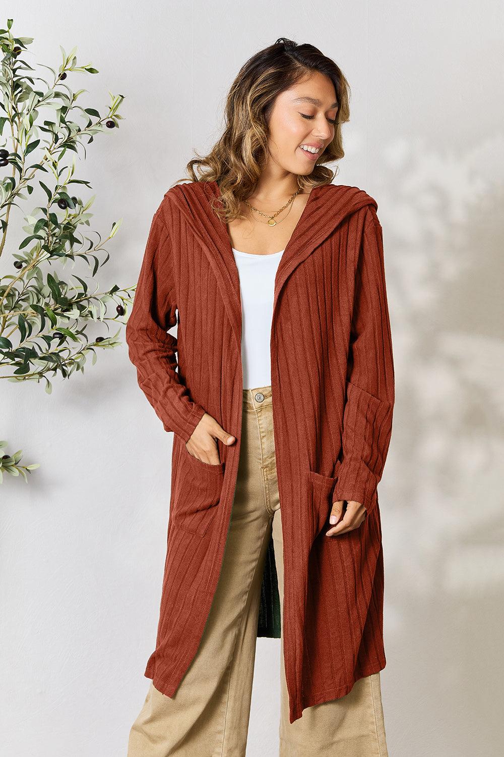 Basic Bae Full Size Hooded Sweater Cardigan Carauana Store