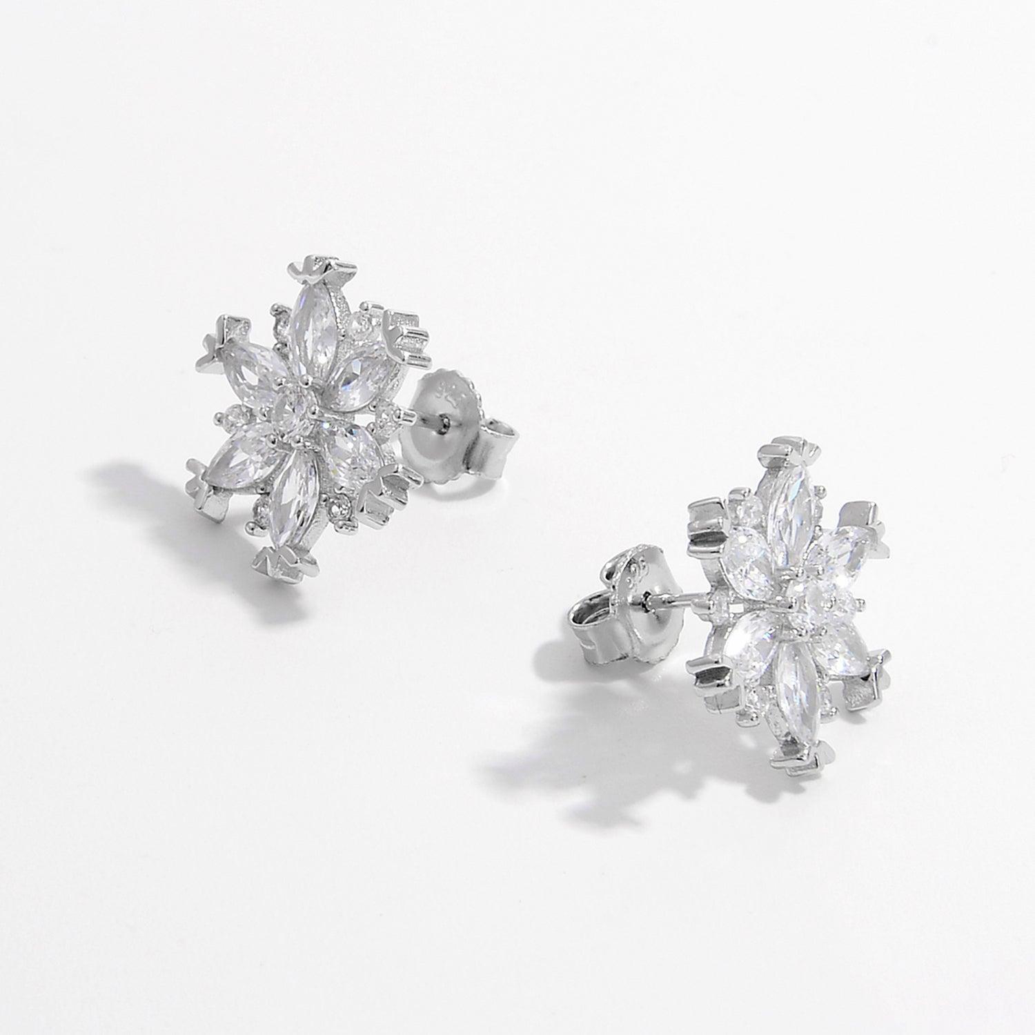 925 Sterling Silver Zircon Snowflake Earrings Carauana Store