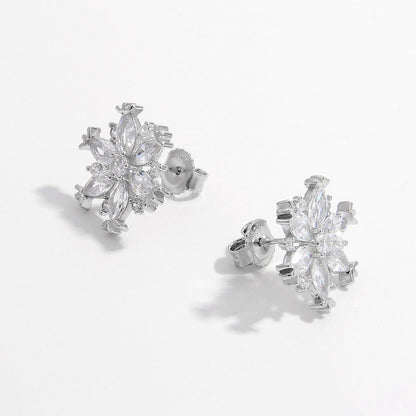 925 Sterling Silver Zircon Snowflake Earrings Carauana Store