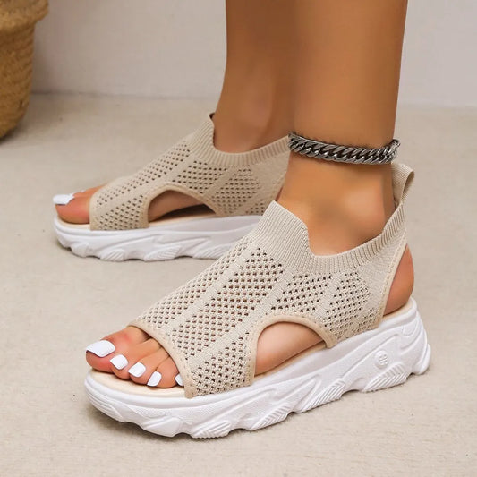 Peep Toe Cutout Mesh Sandals Carauana Store