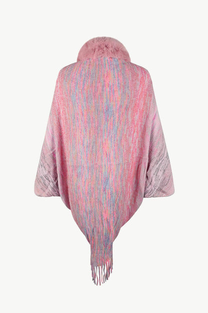 Open Front Fringe Hem Poncho Carauana Store