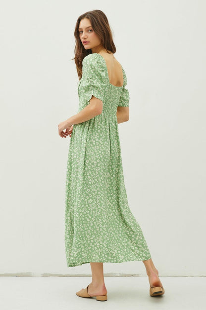 Be Cool Floral Smocked Back Slit Dress Carauana Store