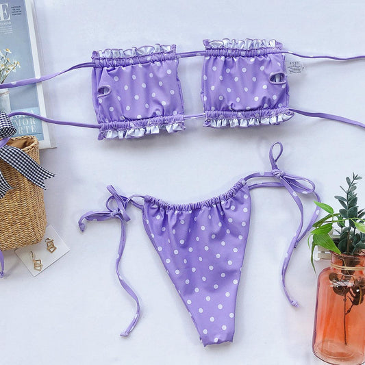 Frill Trim Ruched Bikini Set Carauana Store