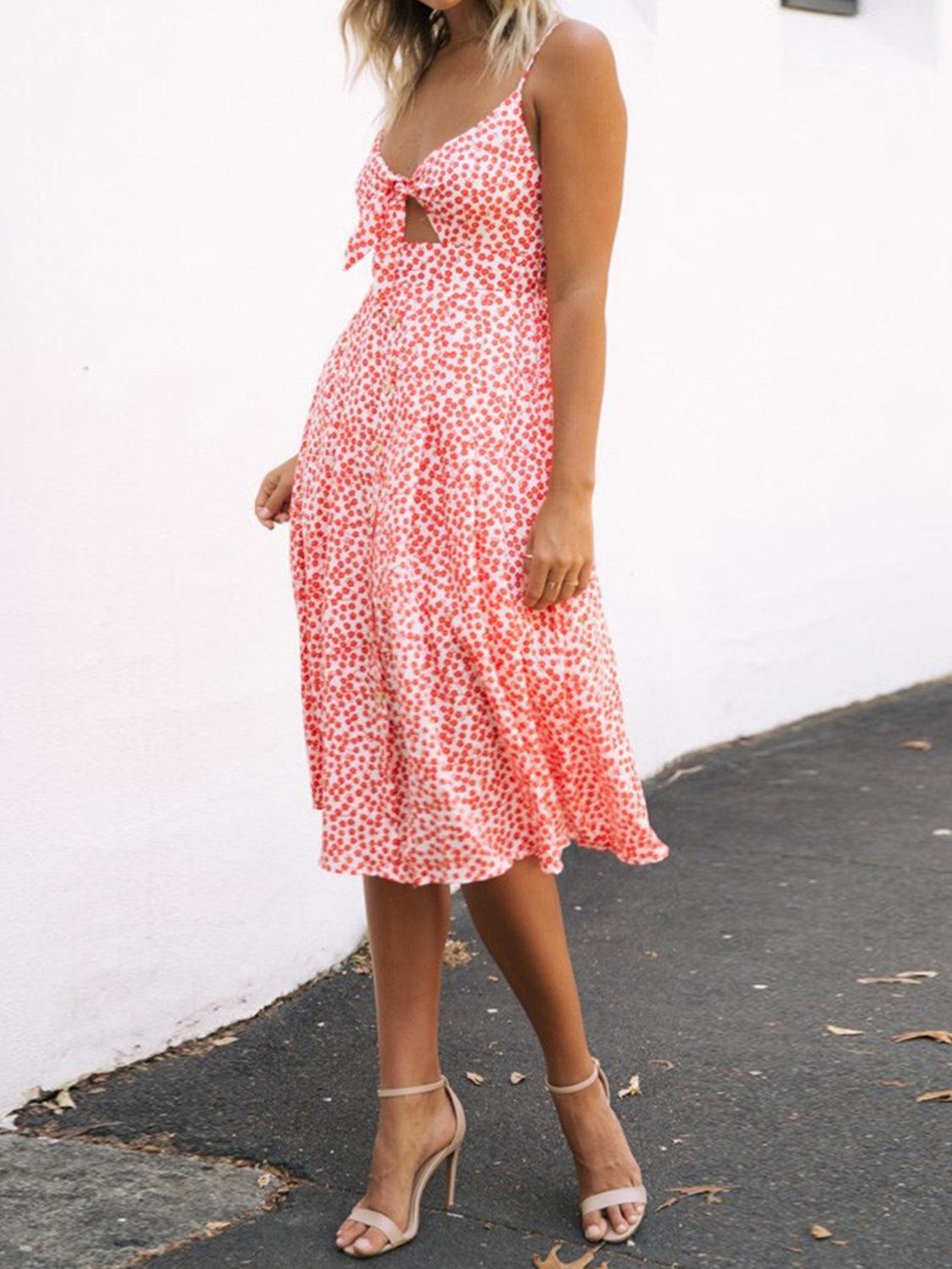 Cutout Smocked Sweetheart Neck Cami Dress Carauana Store