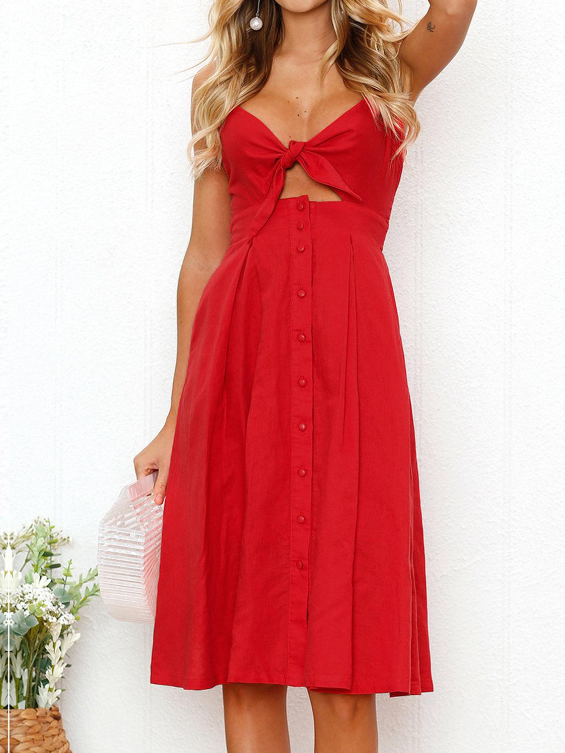 Cutout Smocked Sweetheart Neck Cami Dress Carauana Store