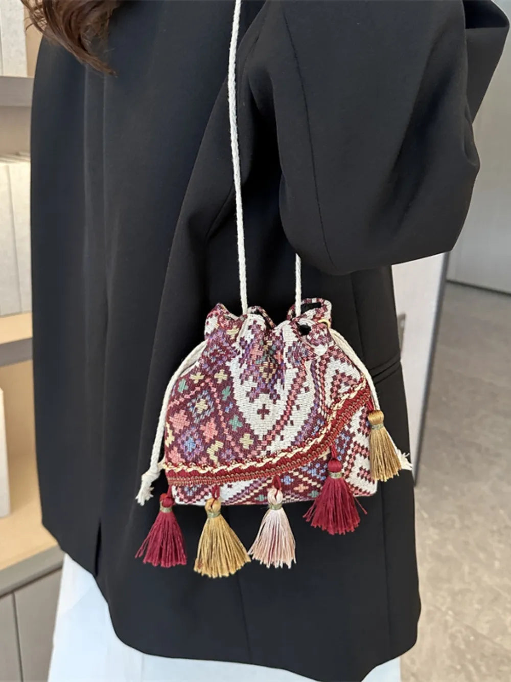 Tassel Spaghetti Strap Shoulder Bag Carauana Store