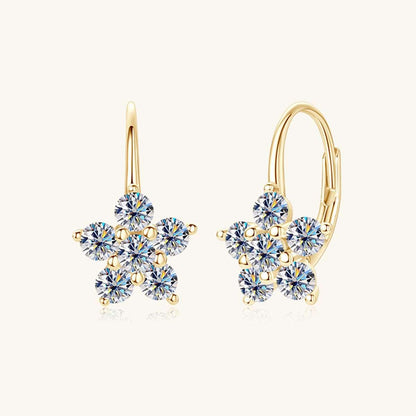 1.2 Carat 925 Sterling Silver Moissanite Flower Huggie Earrings Carauana Store