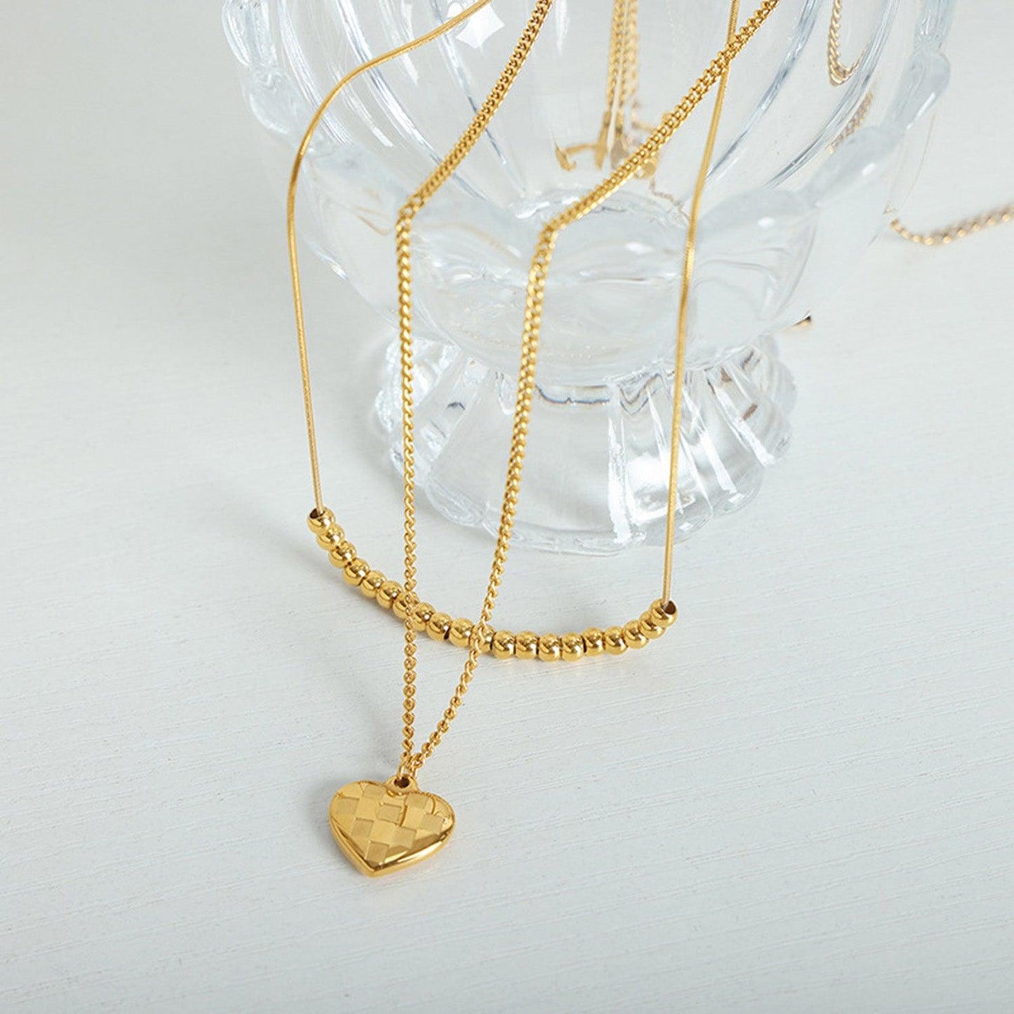 Heart Pendant Double-Lrayed Necklace Carauana Store