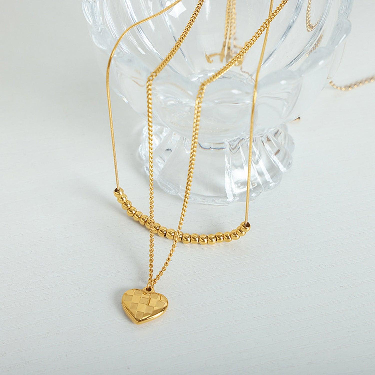 Heart Pendant Double-Lrayed Necklace Carauana Store