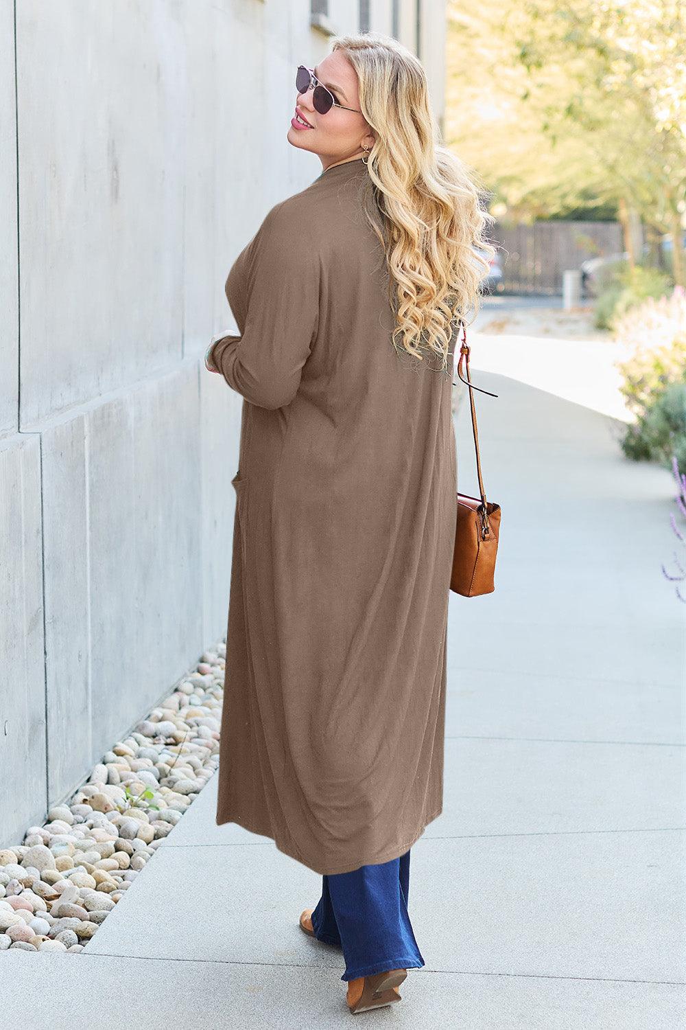 Basic Bae Full Size Open Front Long Sleeve Cover Up Carauana Store