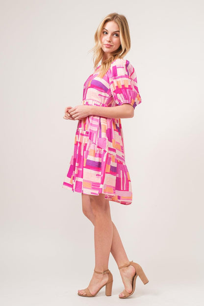 And The Why Color Block Puff Sleeve Dress Carauana Store