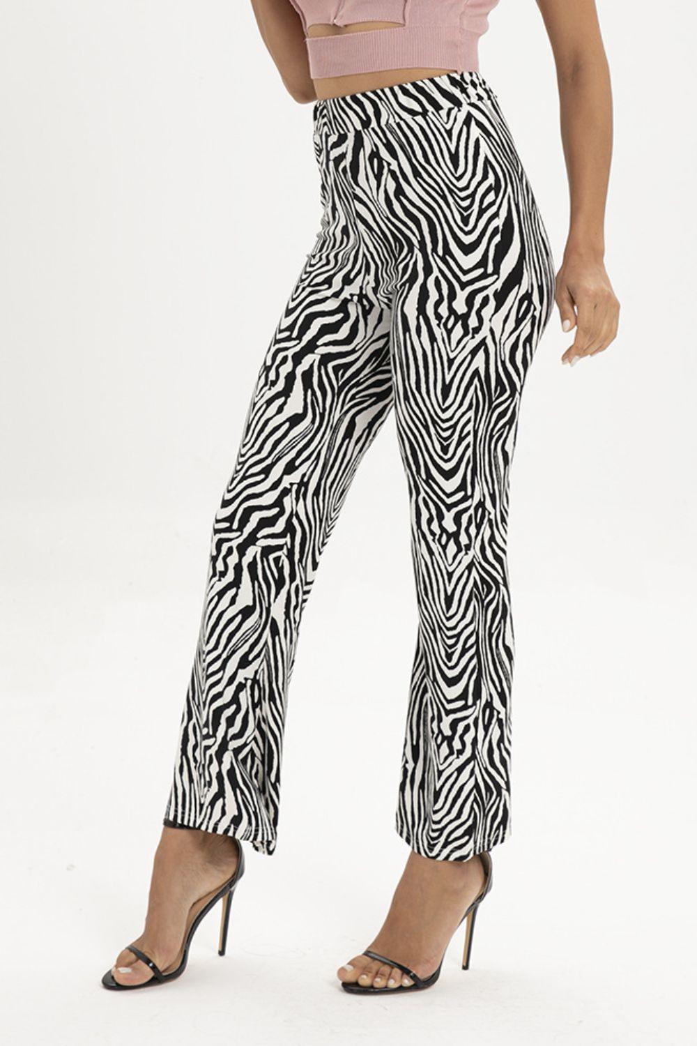 Zebra Print Straight Leg Pants Carauana Store