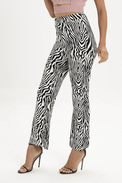 Zebra Print Straight Leg Pants Carauana Store