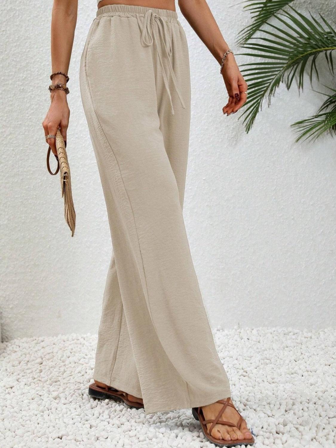 Wide Leg Drawstring Pants Carauana Store