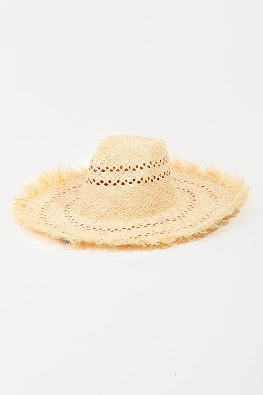 Fame Openwork Raw Hem Weave Hat Carauana Store