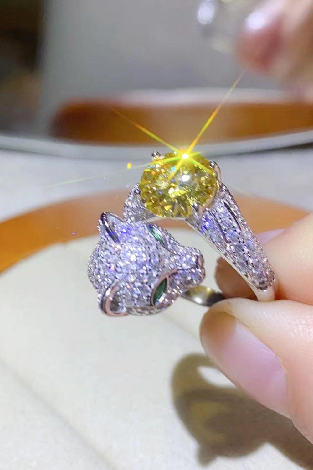 2 Carat Yellow Moissanite Animal Bypass Ring Carauana Store