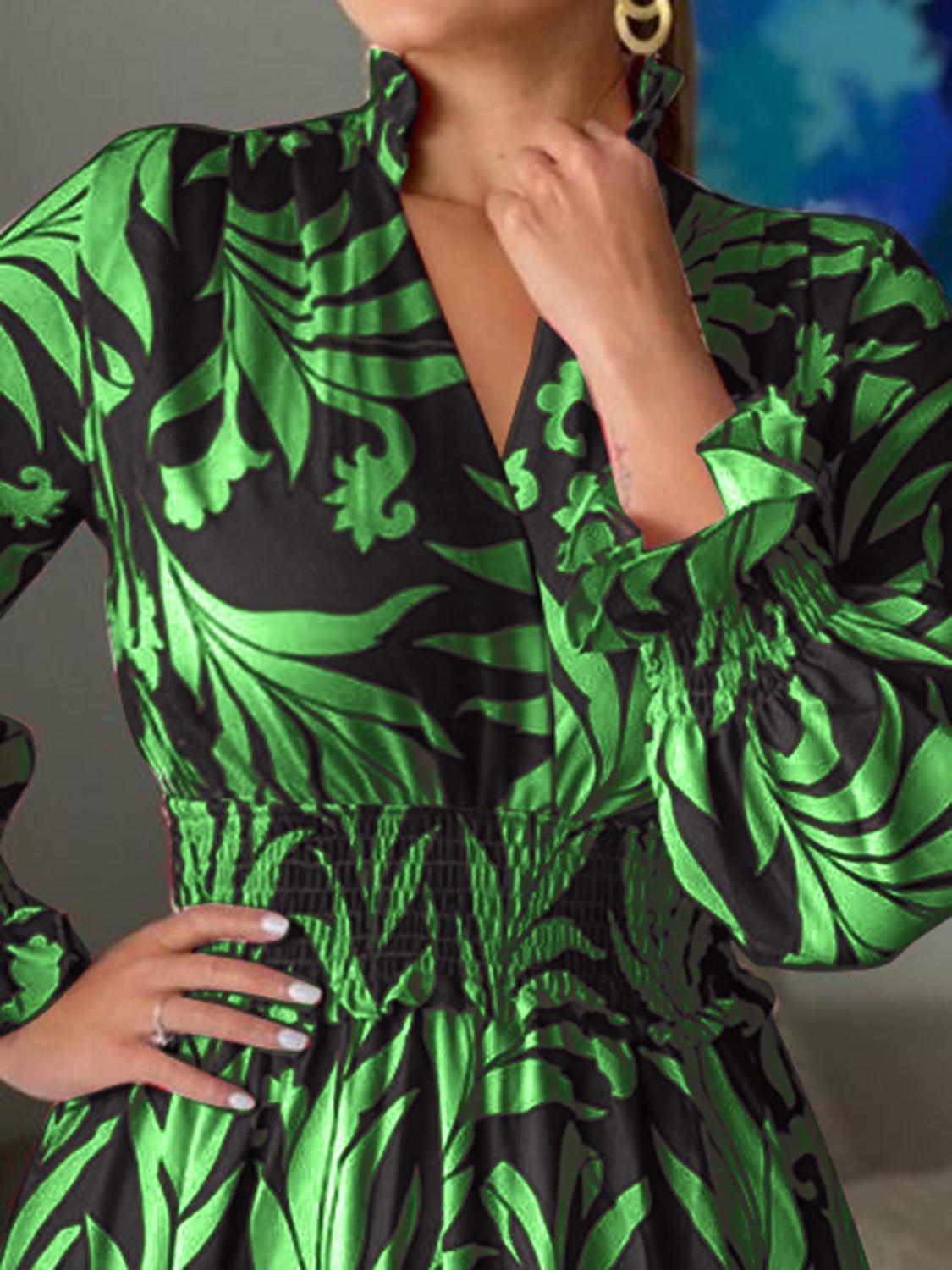 Printed Flounce Sleeve Maxi Dress Carauana Store