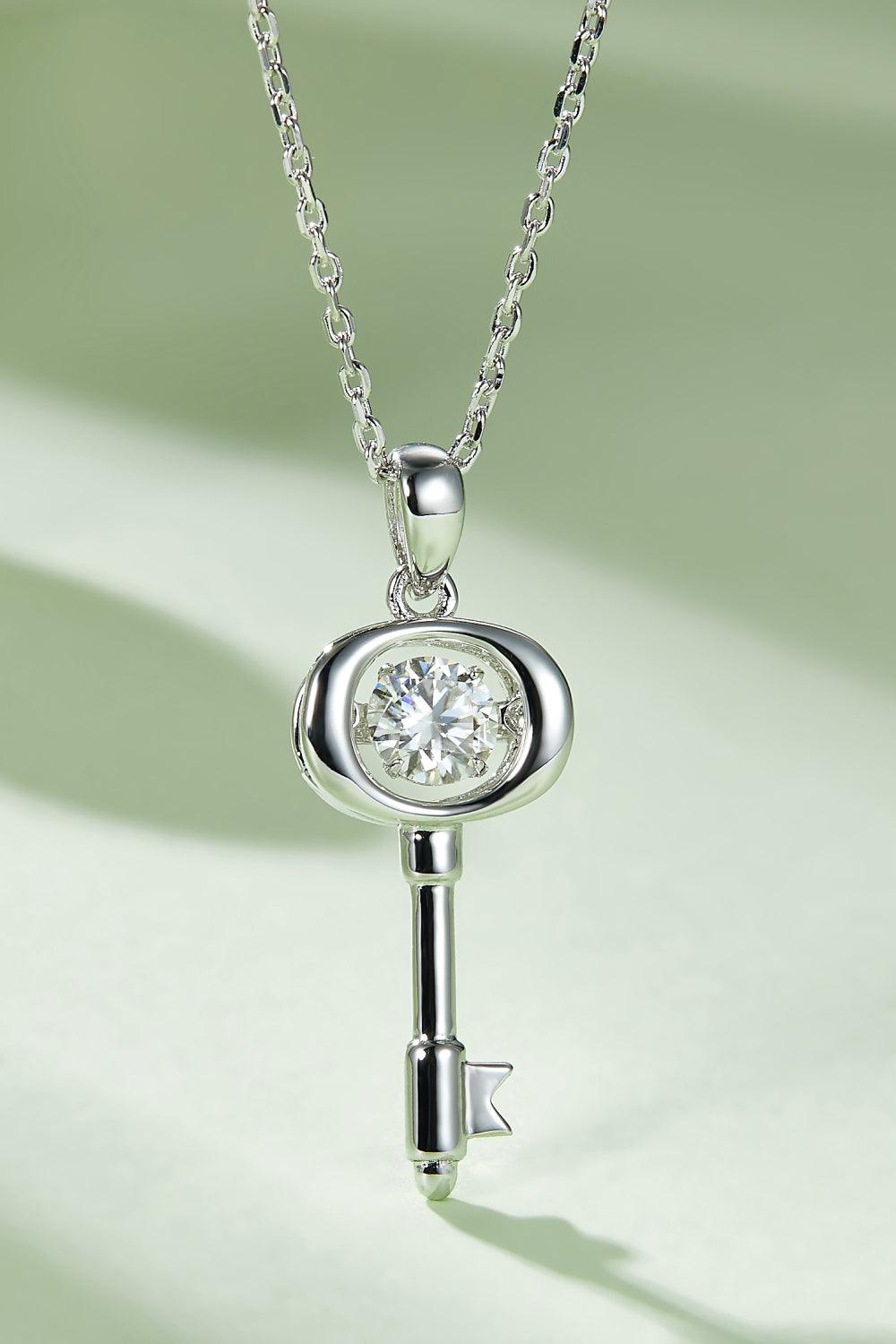 Adored Moissanite Key Pendant Necklace CaRaUaNa Fashion
