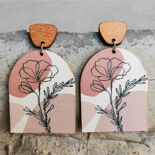 Geometrical Shape Wooden Drop Earrings Carauana Store