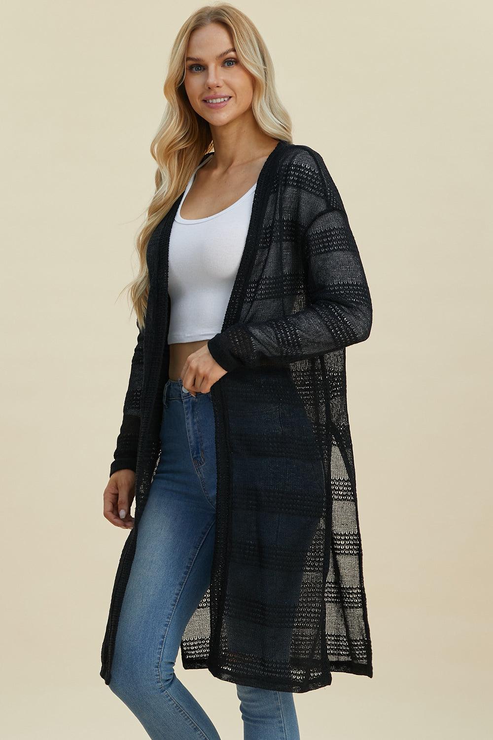 Double Take Full Size Open Front Longline Cardigan Carauana Store