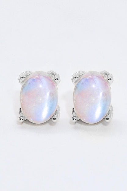 Natural Moonstone 4-Prong Stud Earrings Carauana Store