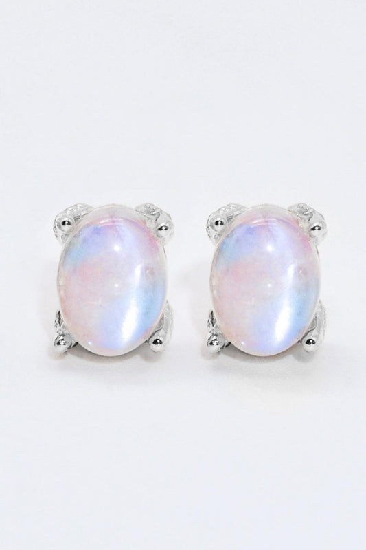 Natural Moonstone 4-Prong Stud Earrings Carauana Store