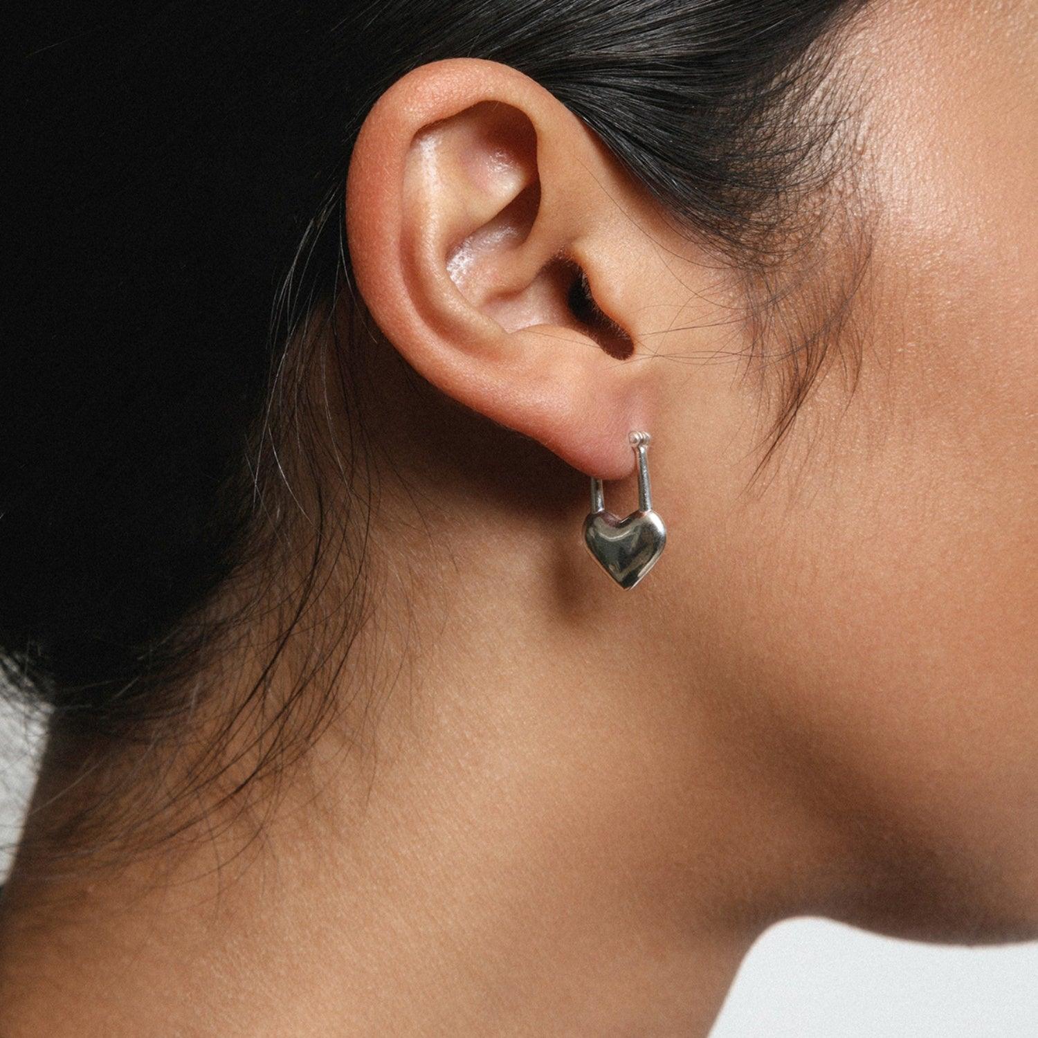 Stainless Steel Heart Lock Drop Earrings Carauana Store