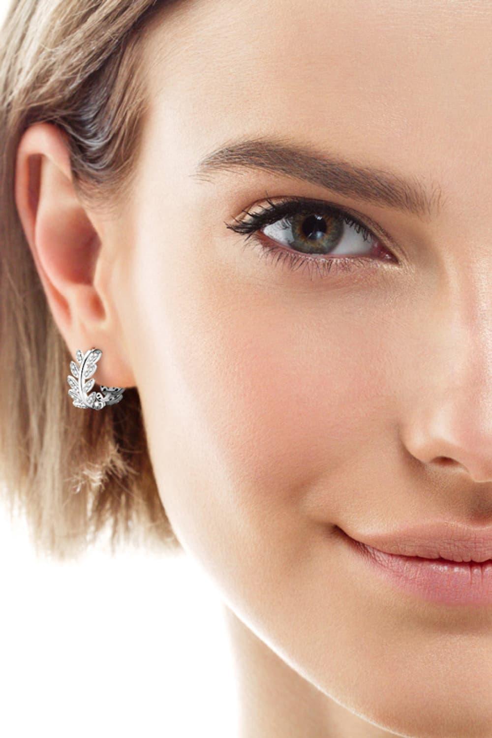 Moissanite Leaf 925 Sterling Silver Earrings Carauana Store
