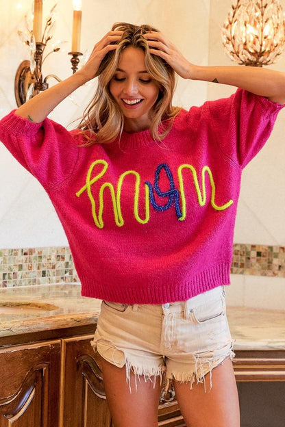 BiBi MOM Contrast Round Neck Sweater Carauana Store