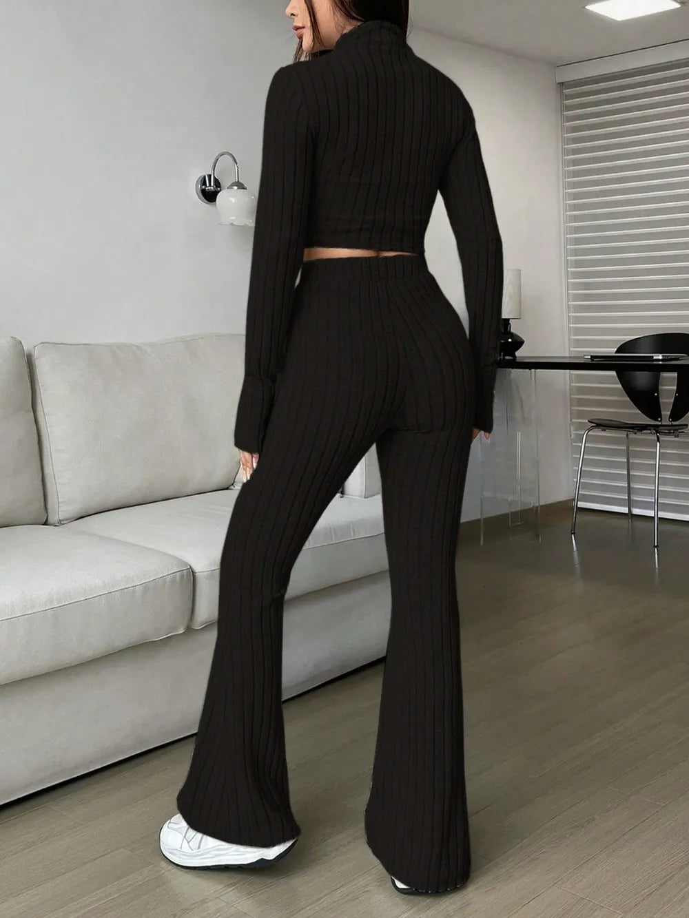 Honey Zip Up Long Sleeve Top and Pants Set Carauana Store
