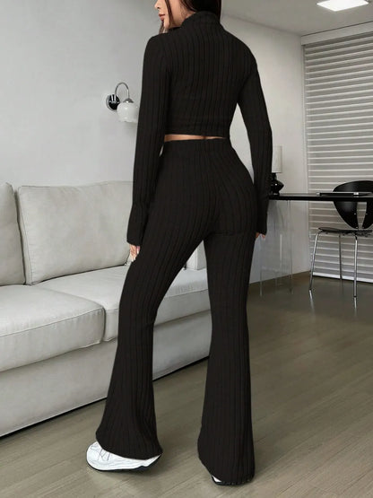 Honey Zip Up Long Sleeve Top and Pants Set Carauana Store