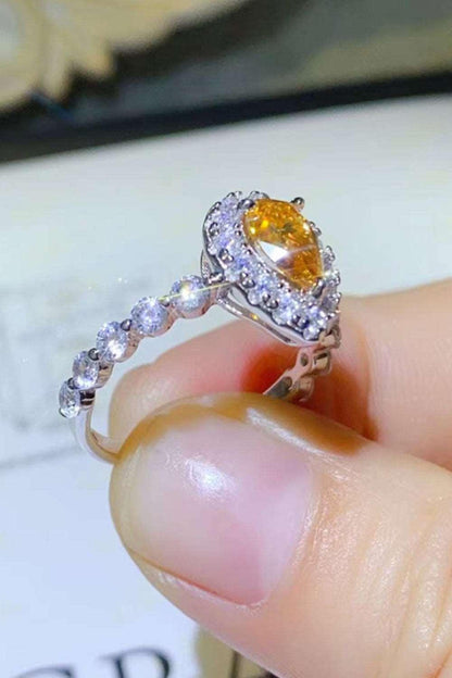 1 Carat Moissanite Contrast Teardrop Ring Carauana Store