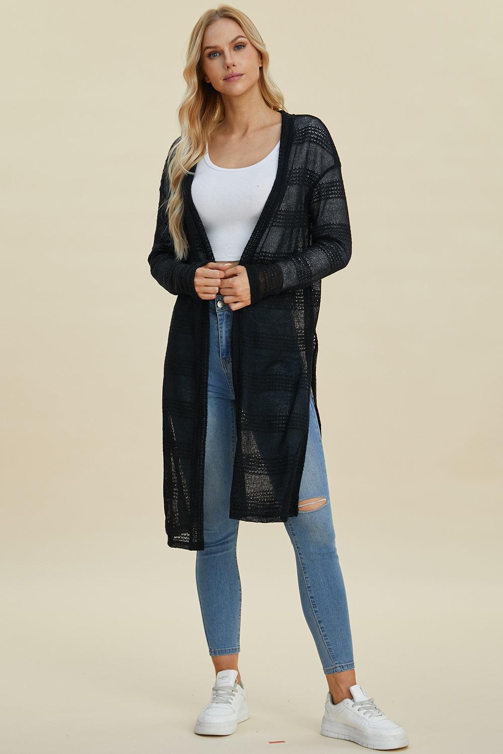 Double Take Full Size Open Front Longline Cardigan Carauana Store