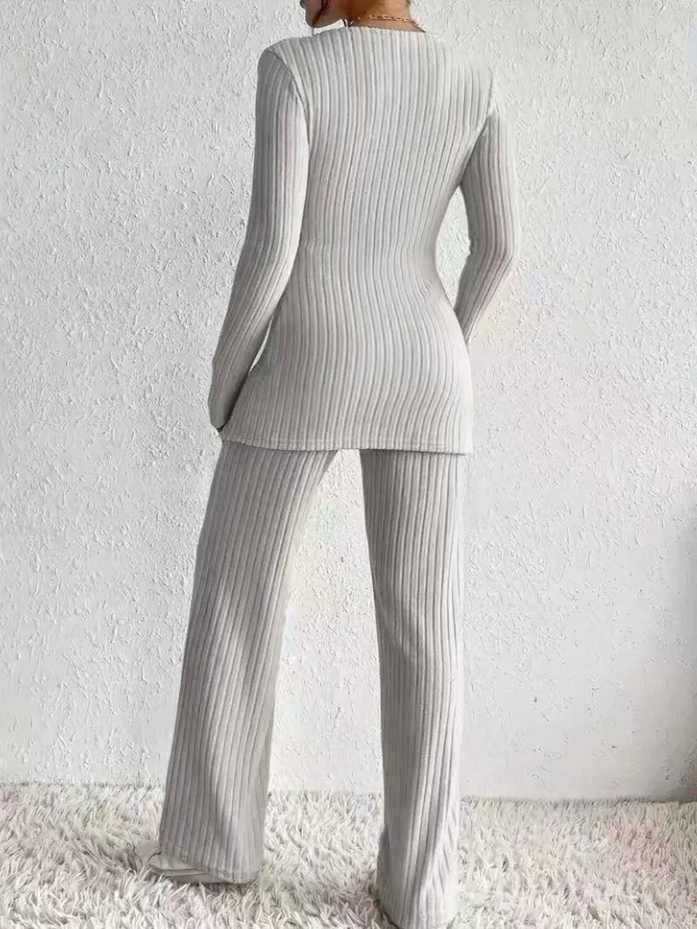 Surplice Long Sleeve Top and Pants Set Carauana Store