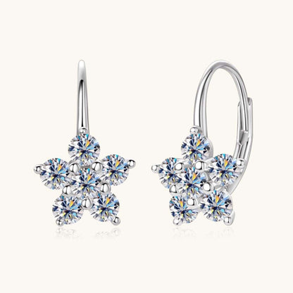1.2 Carat 925 Sterling Silver Moissanite Flower Huggie Earrings Carauana Store