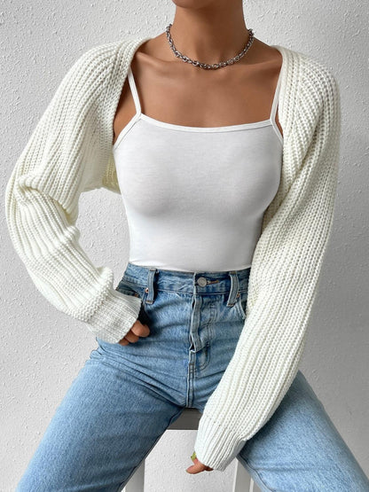 Honey Open Front Long Sleeve Cropped Cardigan Carauana Store